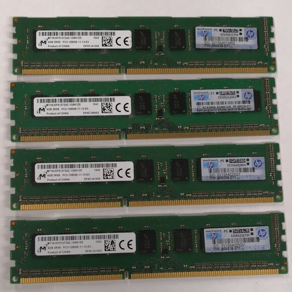 Lot of 4 Used Micron 4GB PC3-12800U-11-13 Ram Kit. - Picture 1 of 13